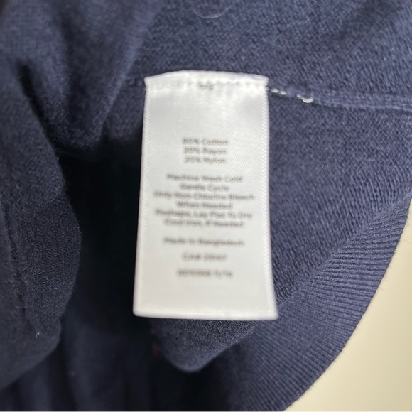 Talbots Plus Petite Navy Knit Pullover Sweater with Red/White/Blue Heart 3XP - Picture 7 of 11